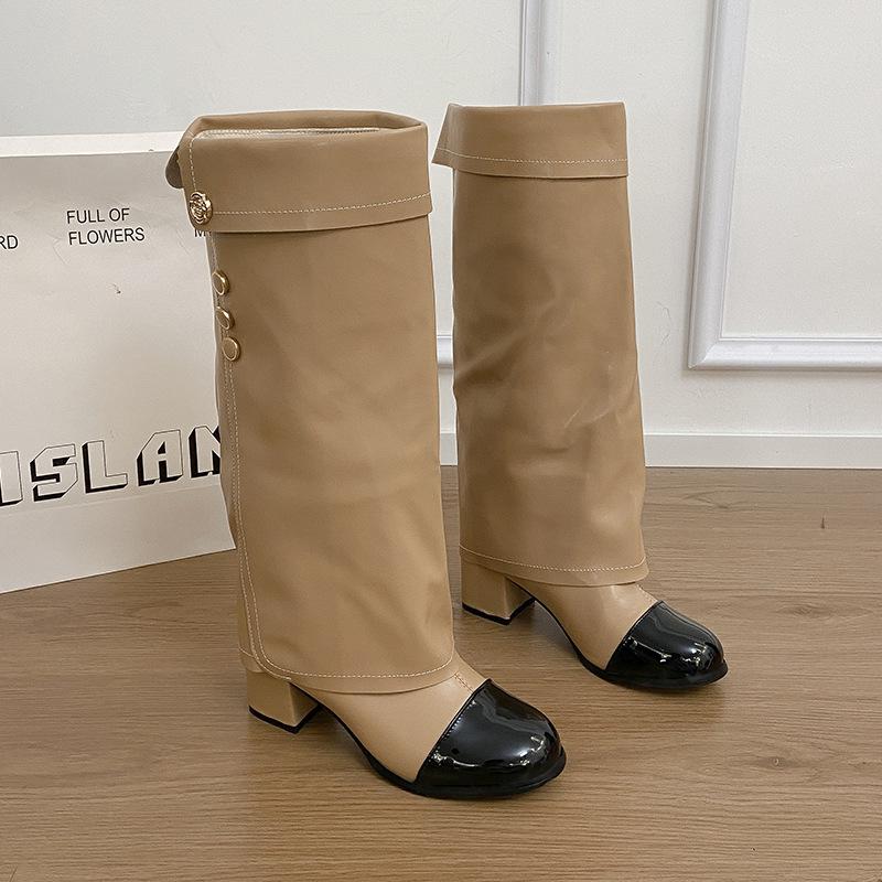 

Высокий каблук маленький ароматный ветер однотонный высокий рыцарские сапоги женские сапоги 2025 новый осень и зима универсальные длинные голенища длинные сапоги 40 абрикосовый