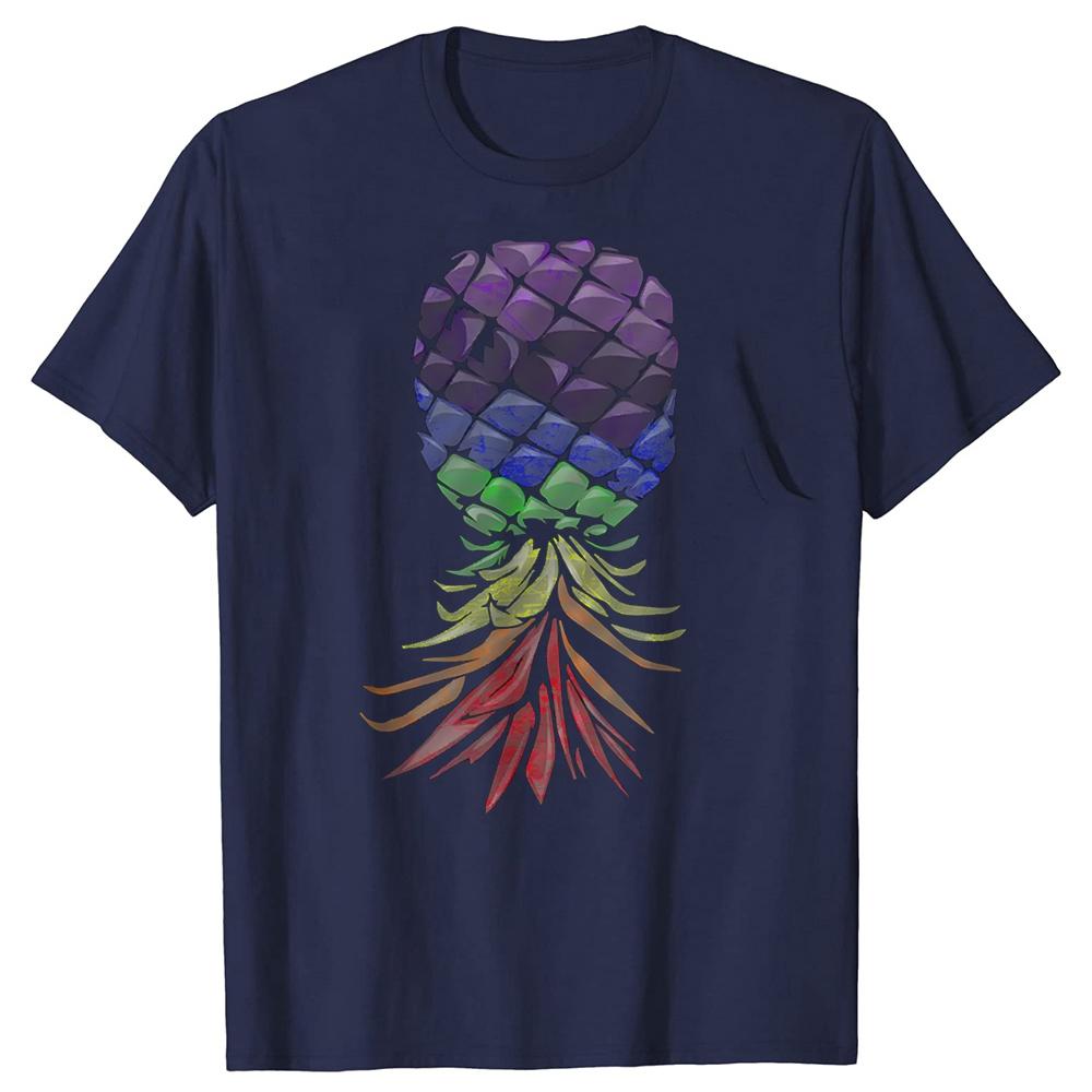 Funny Swinger Rainbow Pineapple Upside Down T-shirts Men Women Fashion Casual Tshirt 100% Cotton Loose Oversized T Shirt Summer