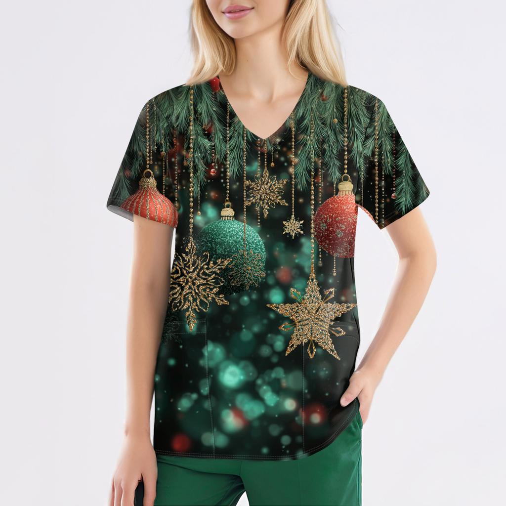 Mote V-hals Kortermet Jumpsuit for kvinner med Lommer Trykte Topper Klær