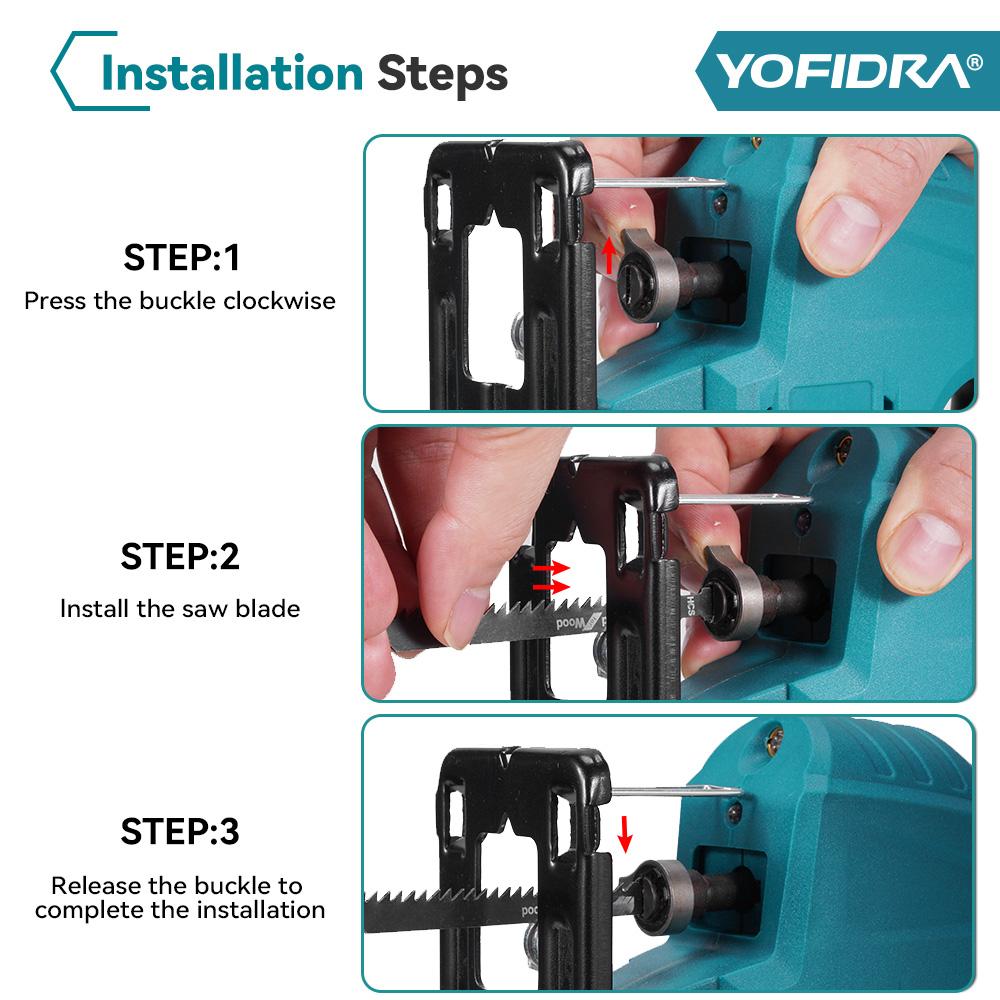 Yofidra Brushless 19mm Electric Jig Saw Infrared Laser Curve Saw Variable Speed MultiFunction Cutter For Makita 18V Battery Pin