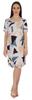 Moomaya Cotton Jersey Printed Midi Dress For Women V-Neck Summer Short Sleeves Knee Length