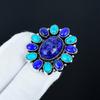 Turquoise, Lapis Lazuli Gemstone Ring, 925 Sterling Silver Ring, Gift For Her, Oval Stone ,Elegant Handmade Ring, Lapis Lazuli Flower Silver Ring