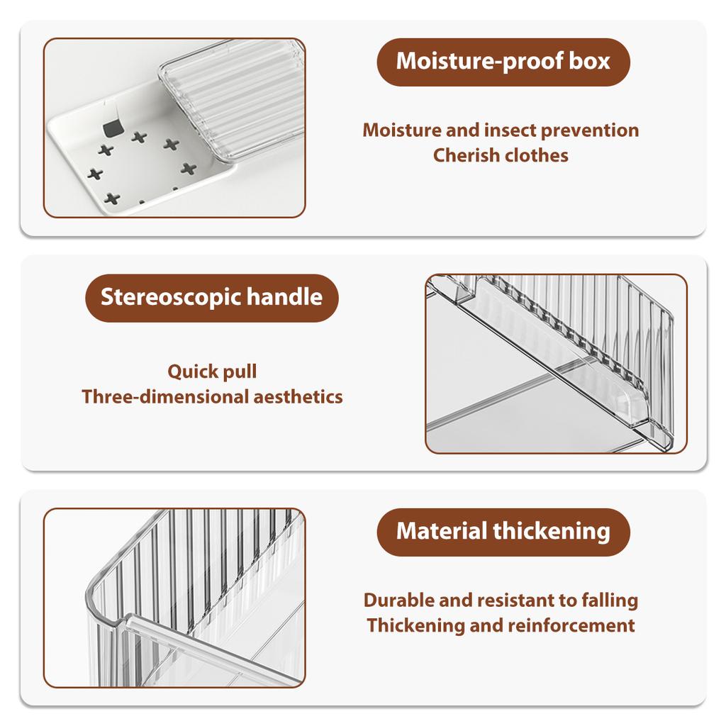 Underwear Organizers Bra Socks Clothes Storage Box with Detachable Separator PET Stackable Cabinet Drawer Underwear Divider Bin