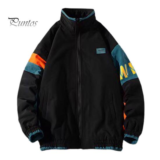 Muži Ženy Volná bunda Retro stojáček Dlouhý rukáv Street Baseballová bunda Kabát Color Blocking Lovers Kabát na podzim zima