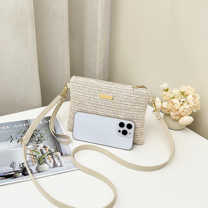 JYL TS Women's Sling Bags  Woven Bag 067 Hand Hold Straw Simple Women Clutch Bag