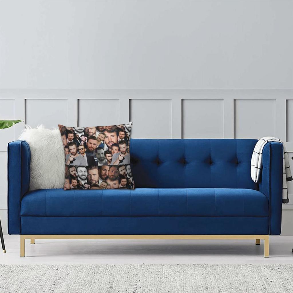 Chris Evans Collage Square Pillowcase Pillow Cover Cushion Throw Pillow for Home Bedroom Car
