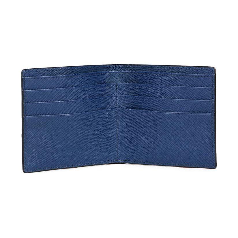 Prada Logo Full Card Slot Design Leather Wallet Men Wallets Black Blue 2MO912-2EGO-F0UDN