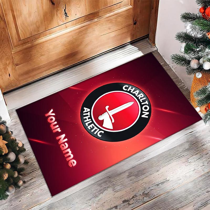 Charlton Athletic Printed Crystal Velvet Rug Non‑Slip Crystal Velvet Carpet For Sofa Bedroom Indoor Home Decoration