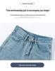 Women's Lace Patchwork High-Waist Wide-Leg Denim Pants - Spring/Autumn Cropped Style