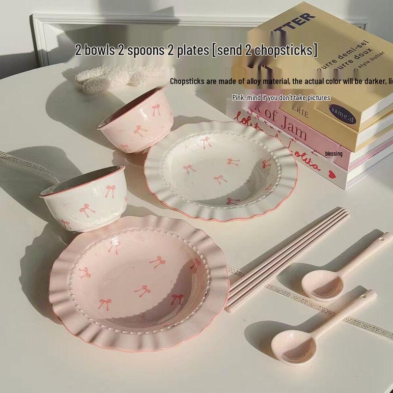 Abay 8-Piece Bowknot Ceramic Dinnerware Set