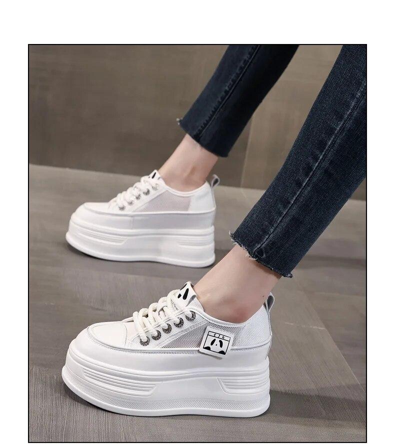 Fujin/8 см массивные кроссовки из натуральной кожи с воздушной сеткой — фото 7