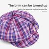 Sun Protection Plaid Cloud Berets Korean Style Octagonal Caps Japanese Button Hat  Spring Summer