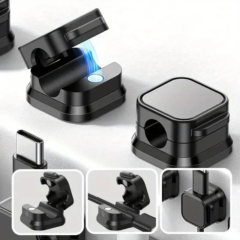 New 1/6/12PCS Magnetic Cable Clips Cable Management Wire Keeper Cable Organizer Under Desk Cable Smooth Adjustable Cord Holder
