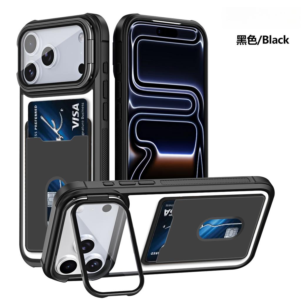 Luxury Transparent Slot Card Holder Skin Feel Phone Case For iPhone 17 Pro Max 16 Plus 15 14 13 12 Shockproof Slim Fit Cover