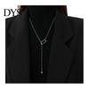 Triangle Pendant Necklace Women Y-Drop Lariat Elegant Sweater Adjustable Fade-resistant Geometric Gift for Wife Girlfriend Daily Wear Jewelry Stylish