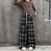 Kids Spring Autumn Plaid Pants for Teenage Girls Causal Loose Straight Drawstring Trousers Child Fashion Sweatpants 5-14Y