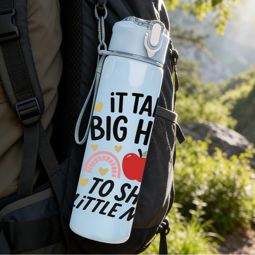 1PC Teacher Inspirational Quote 750ml Color Plastic Sports Water Bottle Leakproof Flip Straw Lid For Sports Office Home Use