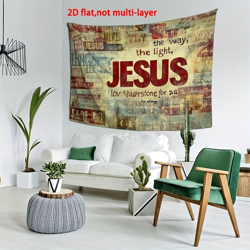 Retro Jesus Quote Tapestry Single Sided Print Distressed Durable Wall Art Home Bedroom Faith Inspired Vibe Decor Christian Gift