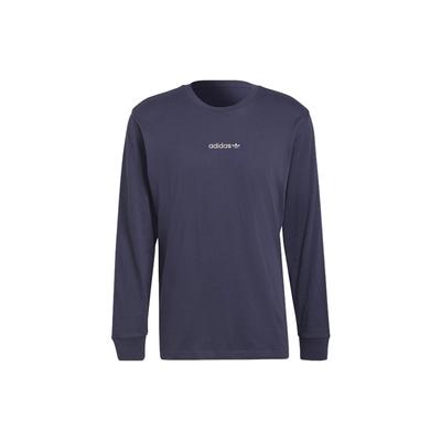 Originals Clover Logo Print Crew Neck Long Sleeve T-Shirt Men Tops Blue HN0390