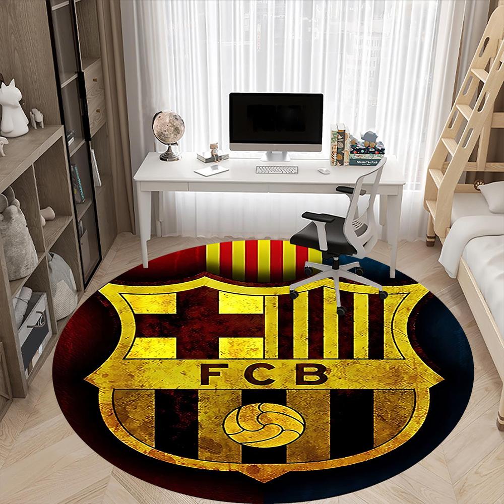 1pcBarcelona Football Office Round Area Rug, Indoor Mat Suitable For Office, Bedroom Living Room Home Decor, Room Deco, Offic A0928169