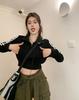 Women's Slim-Fit American Retro Three-Stripe Long-Sleeve Sporty Zip-Up Jacket with Stand-Up Collar