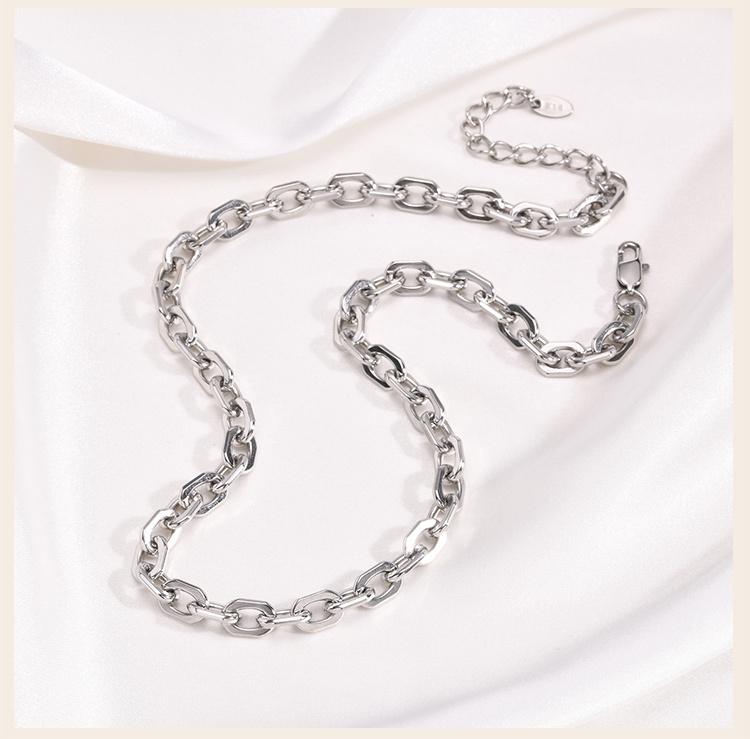 6.5mm Stainless Steel Chain Necklace, Women Paperclip Necklace Gold Plated, Chunky Jewelry 16inch