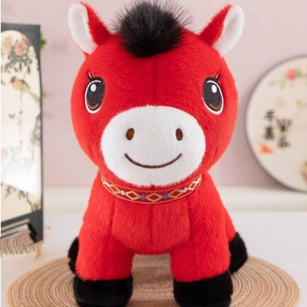 Cozy Embroidery Fabrics Simulation Stuffered Pony Doll Zodiac Pony Figurine  New Year Mascot
