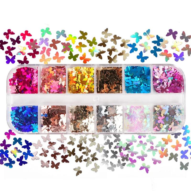 Nail Art Soft Pottery Sheet Set Nail Art Sequins Soft Pottery Sheet 12 Grid 6 Grid Set Nail Art Trinkets Mixed