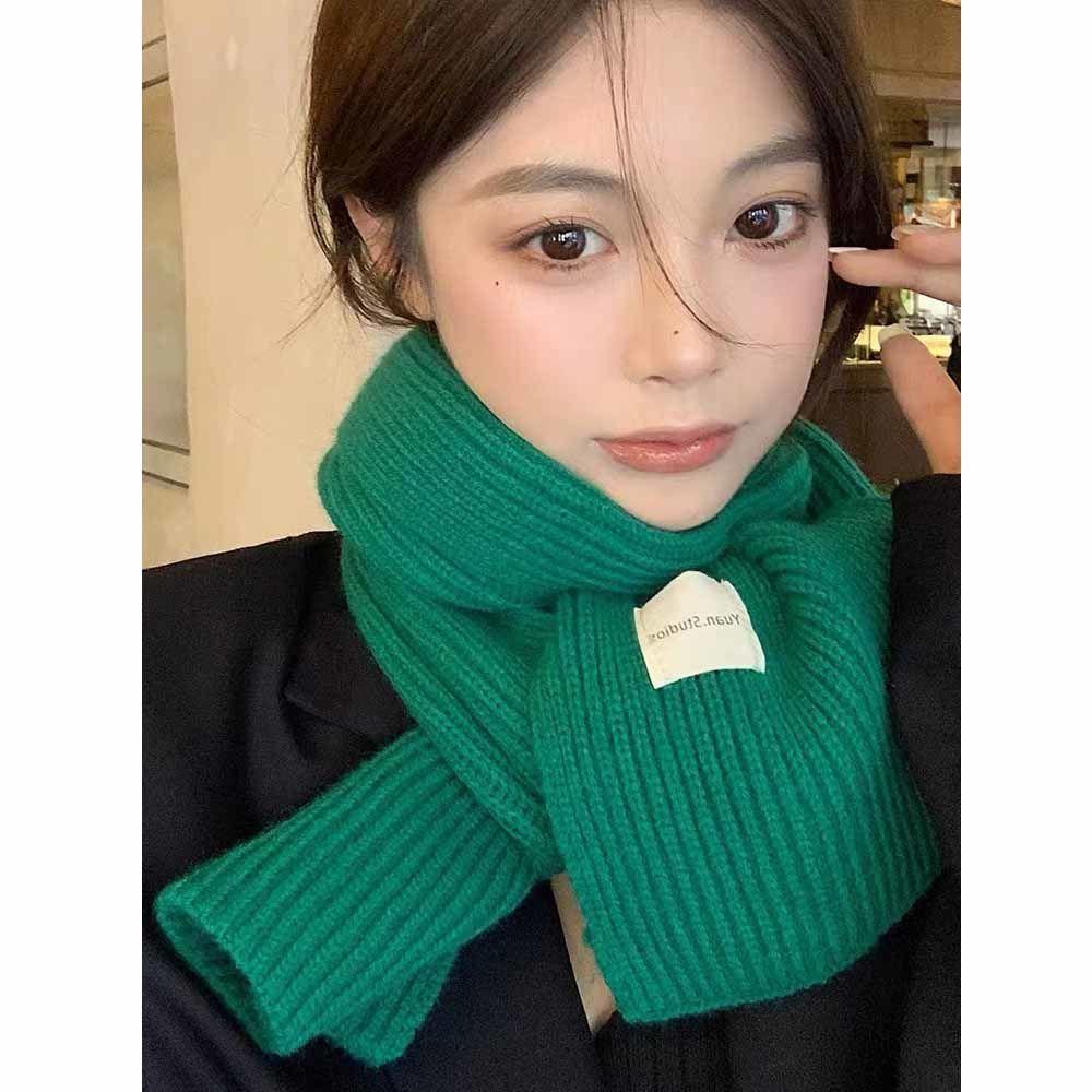 New Solid Color Woolen Scarf for Women Winter Warm Ins High Looking Student Korean Style Versatile Knitted Scarf
