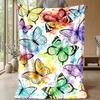 Vibrant Butterfly Art Theme Blanket Lightweight Warm Flannel Blanket Decorative Throw Blanket for Home Decoration