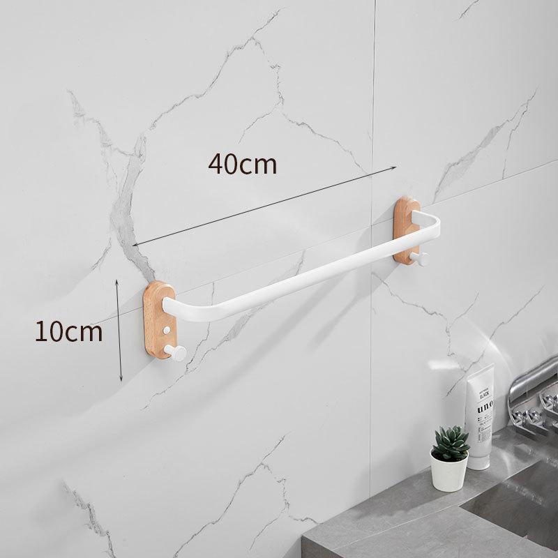 40cm-60cm Wood Bathroom Towel Rack Black/White Aluminum Towel Holder Wall Hanging Multi Pole Triple Towel Bar With Hook