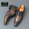 Vintage Bronze Herren Formelle Schuhe Bequeme Hohe Absätze Kleiderschuhe Mann Spitzschuhe Party Lederschuhe Für Herren chaussure homme
