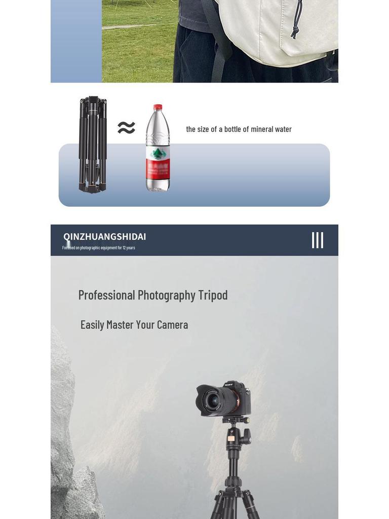 Lightweight Era Q330P Travel Selfie Tripod: Portable Camera Tripod for DSLR/Mirrorless Photography and Videography.