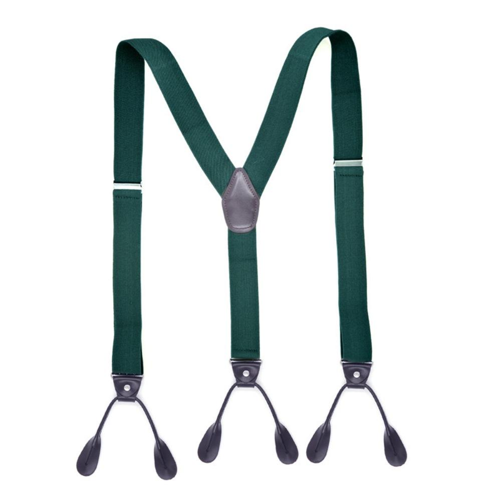 Leather Trimmed Vintage Suspenders Button End Y Back Suspenders Button End Suspenders  Party