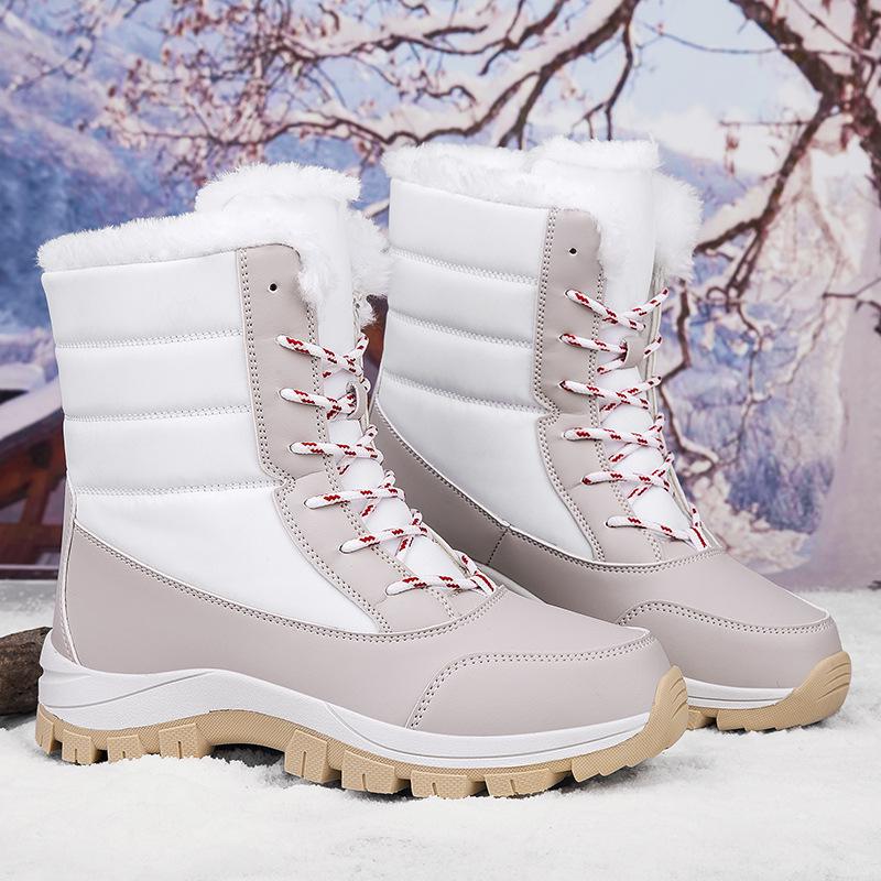 Women's High-Top Winter Snow Boots - Thickened, Velvet Warm, Mid-Tube, Large-Size Cotton Short Boots