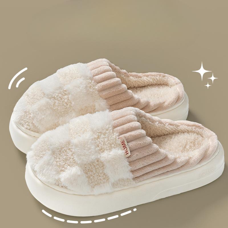 Thick-soled Shoes, Slippers, Women's Shoes, Indoor Simple, Warm and Anti-slip Cotton Slippers