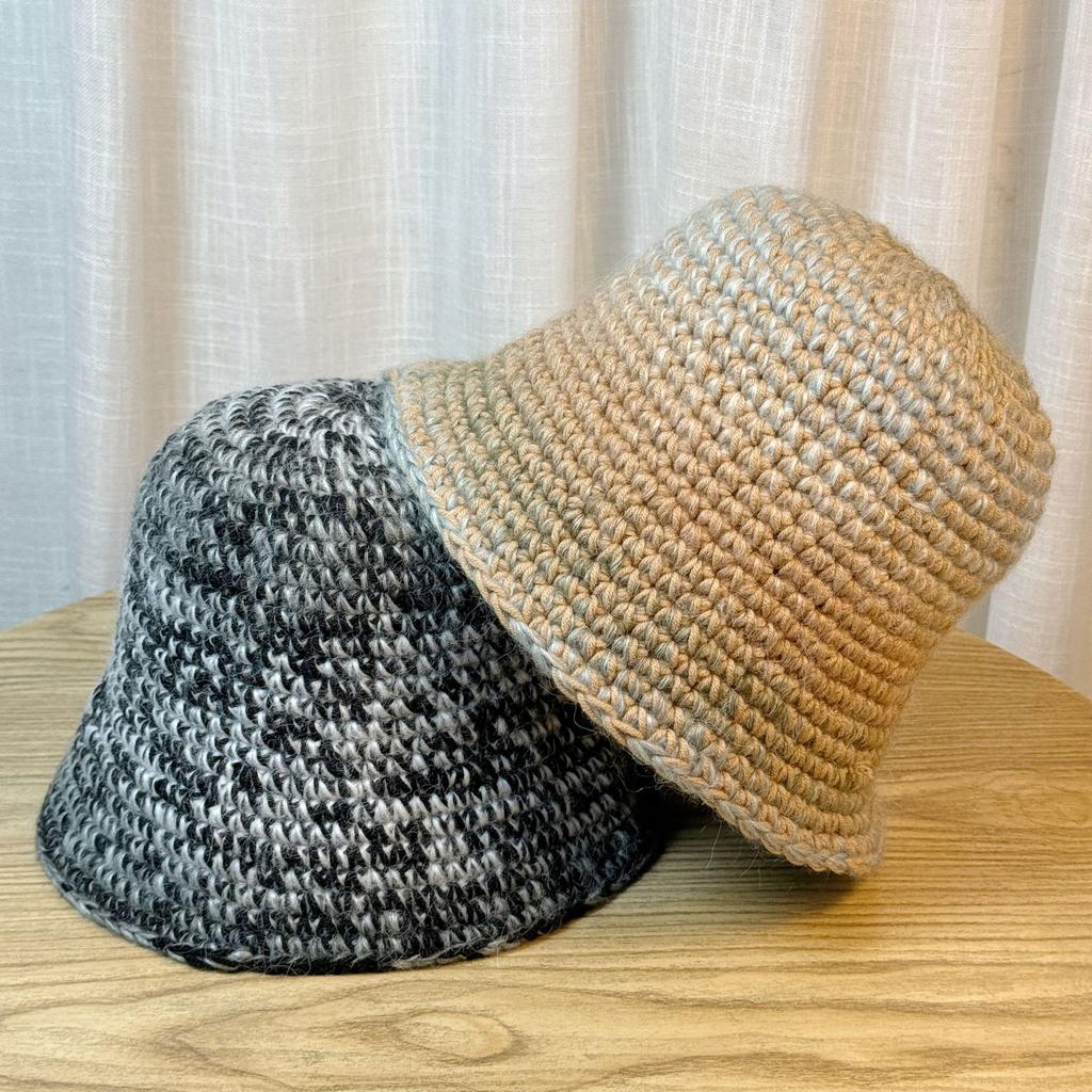 Colorful Gradient Knitted Woolen Hat for Women in Spring and Autumn Small Fisherman Hat with No Makeup Versatile and Comfortable Big Head Basin Hat