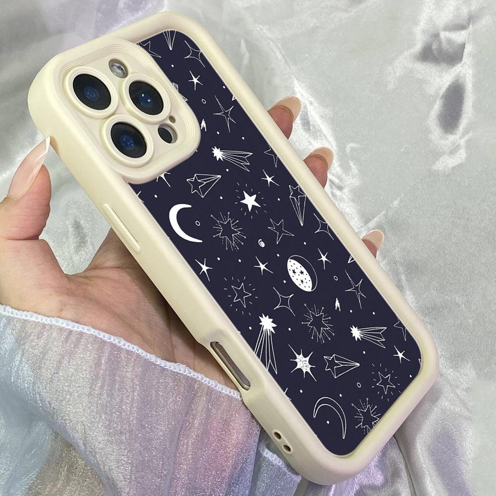 JT205 Roztomilé kreslené hvězdy Měsíc pro iPhone 17 16 15 14 Pro Max Samsung S26 S25 Ultra A17 A16 A07 A56 Xiaomi 15T Redmi 15c 14C Note 13 Měkké pouzdro z TPU