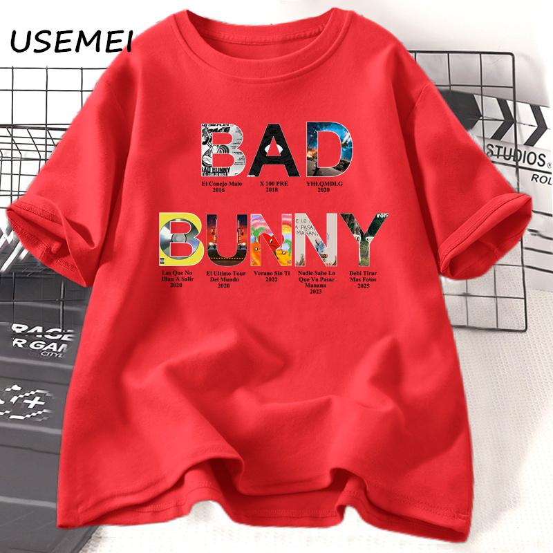 Bad Bunny Alle Alben T-Shirt Herren Damen Debi Tirar Mas Fotos Graphische T-Shirts DTMF Unisex T-Shirt Musik Lässig Baumwolle T-Shirts