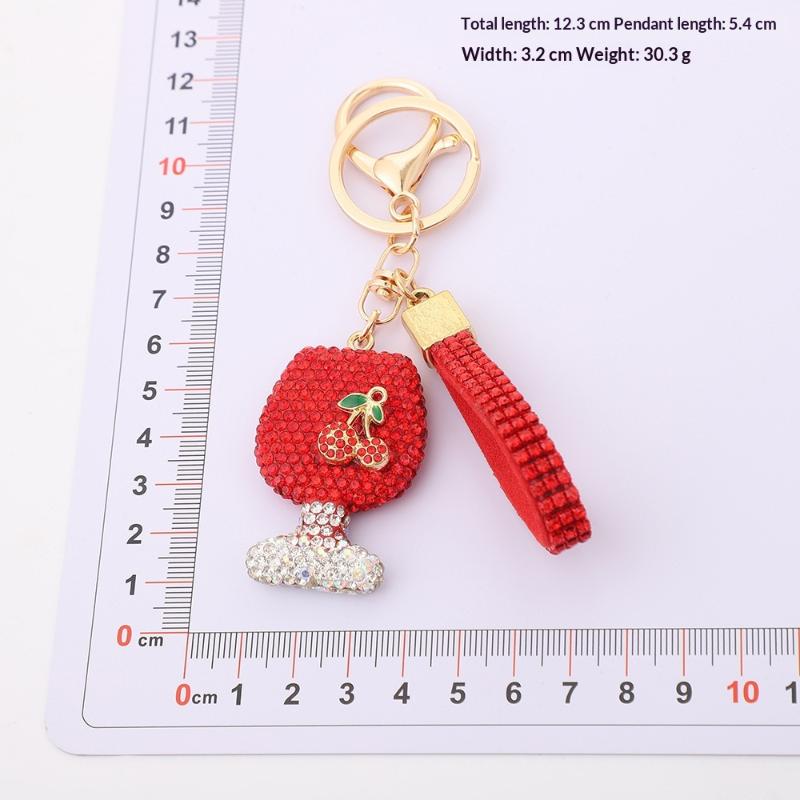 Shining Diamond Inlay Glass Cup Key Chain Car High-End Key Ring Lady Bag Delicate Pendant Ornaments Jewelry