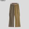 INCERUN Men Zip-up High Waist Stitching Bandage Casual Long Flare Trousers Pants