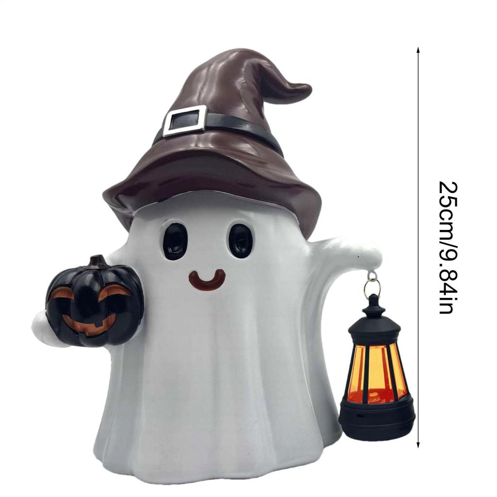 Outdoor Figurine Lights Ghost Statue With Lantern Waterproof Ghost Pumpkin Cute Decoration Lanterns Sculpture For Birthday House
