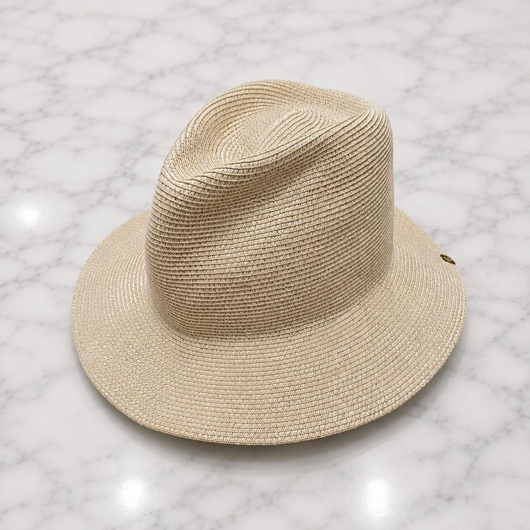 Used CA4LA Kashira Straw Hat Folded Hat Summer Metal Fittings Beige Good Condition
