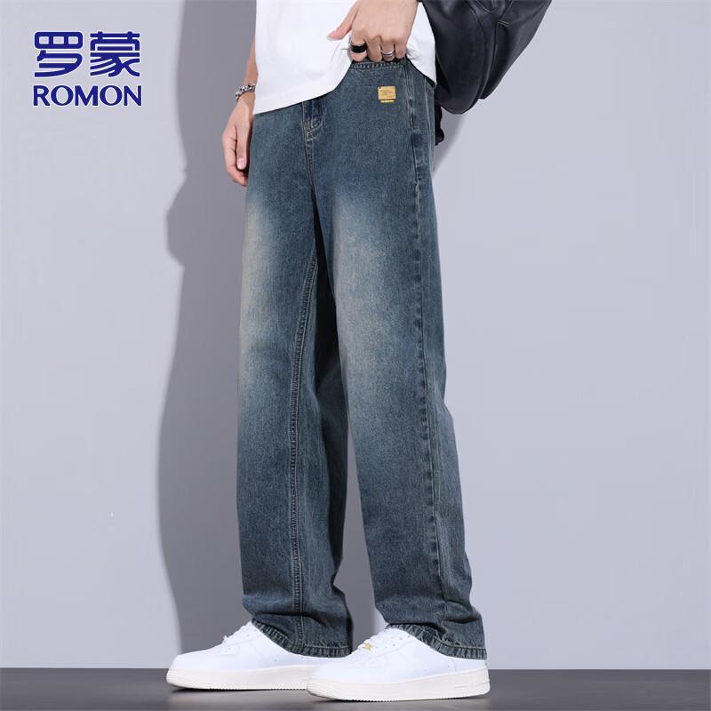 ROMON Men's Straight-Leg Loose Casual Jeans