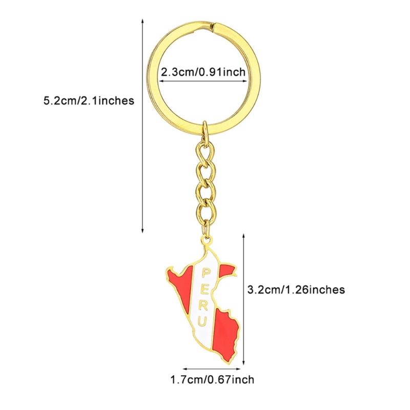 Handmade Peru Map Keychain Y2k Ornament Car Keyring Backpack Handbag Keyring