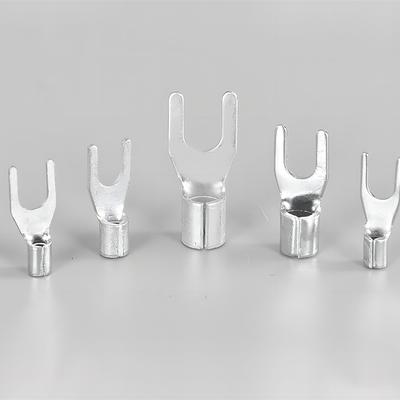 Forked U-Shaped Copper/Brass Wire Terminal Lugs - Cold-Pressed, 1000 Pcs Bag