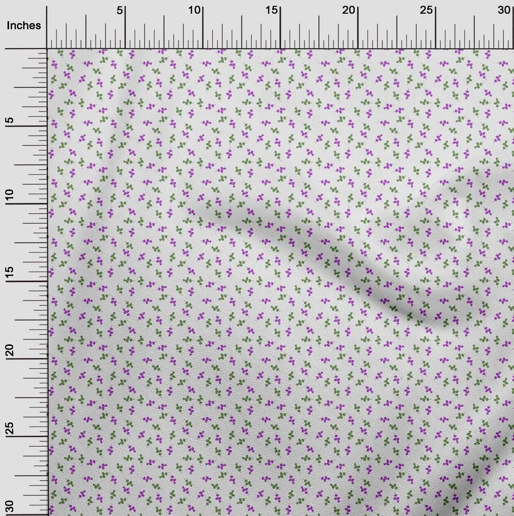 oneOone Cotton Flex Green & Purple Fabric Floral Sewing Material Print Fabric By The Yard 40 Inch