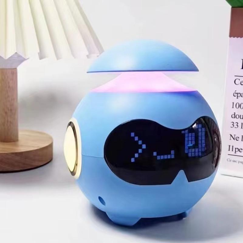 

USB 5v Милый Робот Цифровой Будильник Подсветка Настроения Настольные Часы с Воспроизведением Музыки по Bluetooth Выражение RGB Светодиодный Ночник Подсветка Настроения