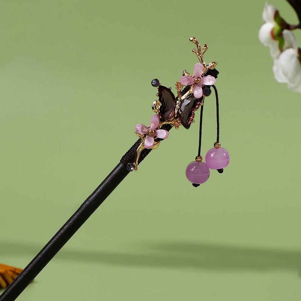 Handmade Flower Hair Sticks Ancient Style Hanfu Hair Fork Hair Stick Pins  for Hanfu
