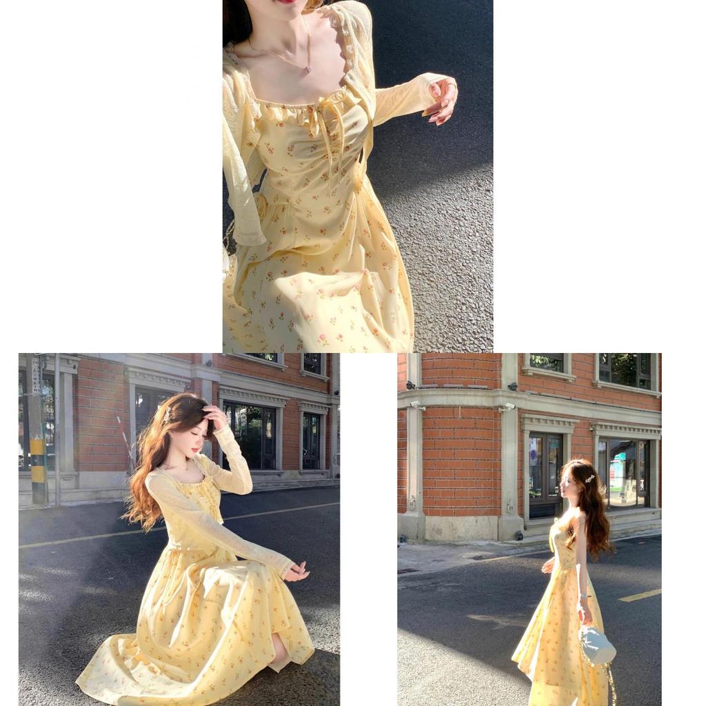 French Summer Girls Dress With Splicing Pattern And Polyester Fabric For Casual Wear